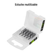 Estuche con 5 puntas torx T8 largo 1', TRUPER EXPERT