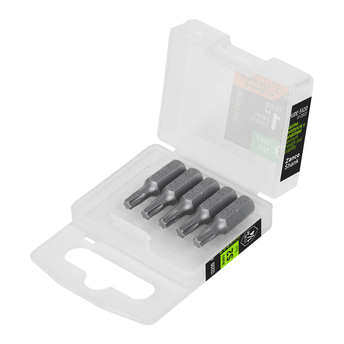 Estuche con 5 puntas torx T20 largo 1', TRUPER EXPERT