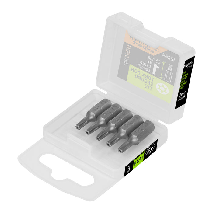 Estuche con 5 puntas torx T15 con seguro largo 1', EXPERT