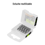 Estuche con 5 puntas torx T15 con seguro largo 1', EXPERT