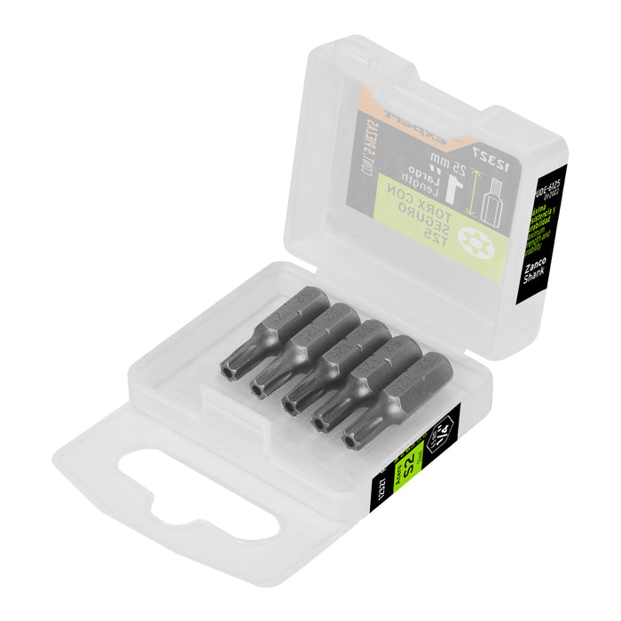 Estuche con 5 puntas torx T25 con seguro largo 1', EXPERT