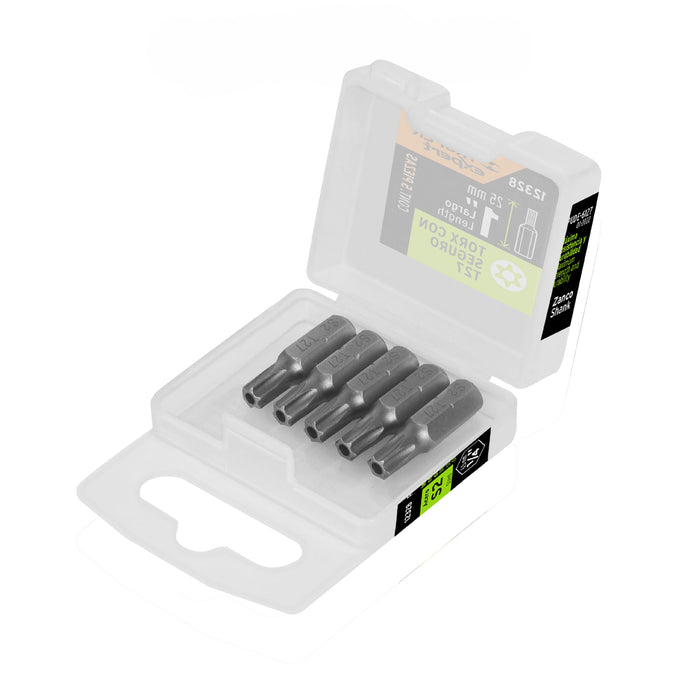 Estuche con 5 puntas torx T27 con seguro largo 1', EXPERT
