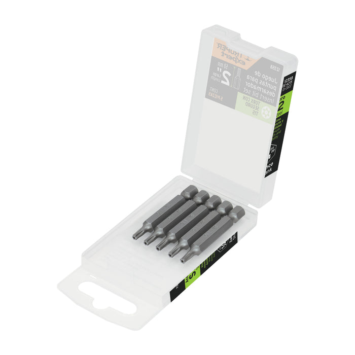 Estuche con 5 puntas torx T15 con seguro largo 2', EXPERT