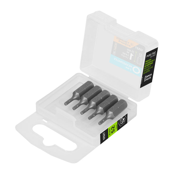 Estuche con 5 puntas hexagonales de 2 mm largo 1', EXPERT