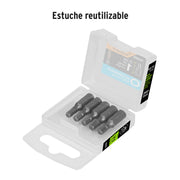 Estuche con 5 puntas hexagonales de 5/32mm largo 1', EXPERT