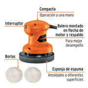 Pulidora roto-orbital compacta 6', 45W, TRUPER PRO