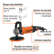 Pulidora rotativa 7', 1200W, TRUPER PRO
