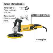 Pulidora rotativa 7', 1200W, con accesorios, PRETUL