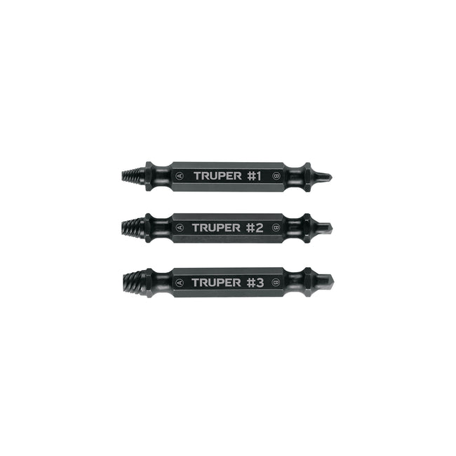 Blíster con 3 puntas extractoras de tornillos, TRUPER