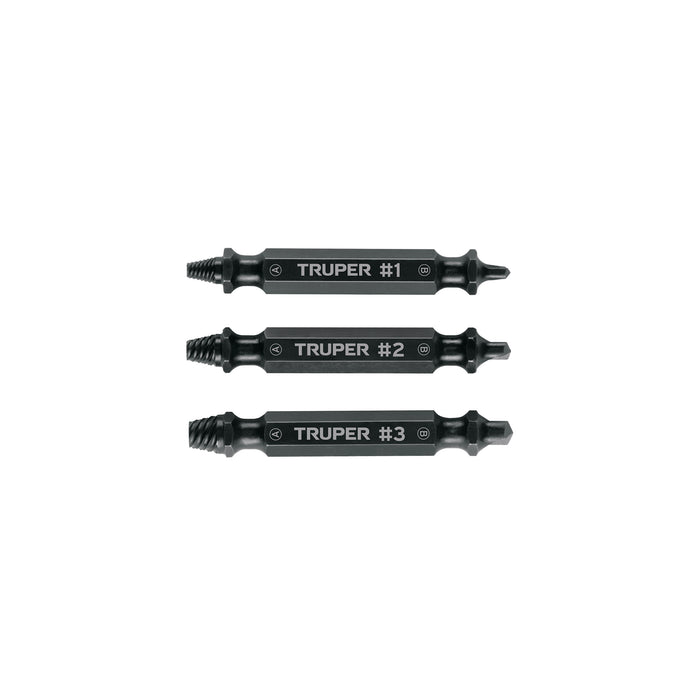 Juego de 3 puntas extractoras de tornillos, TRUPER
