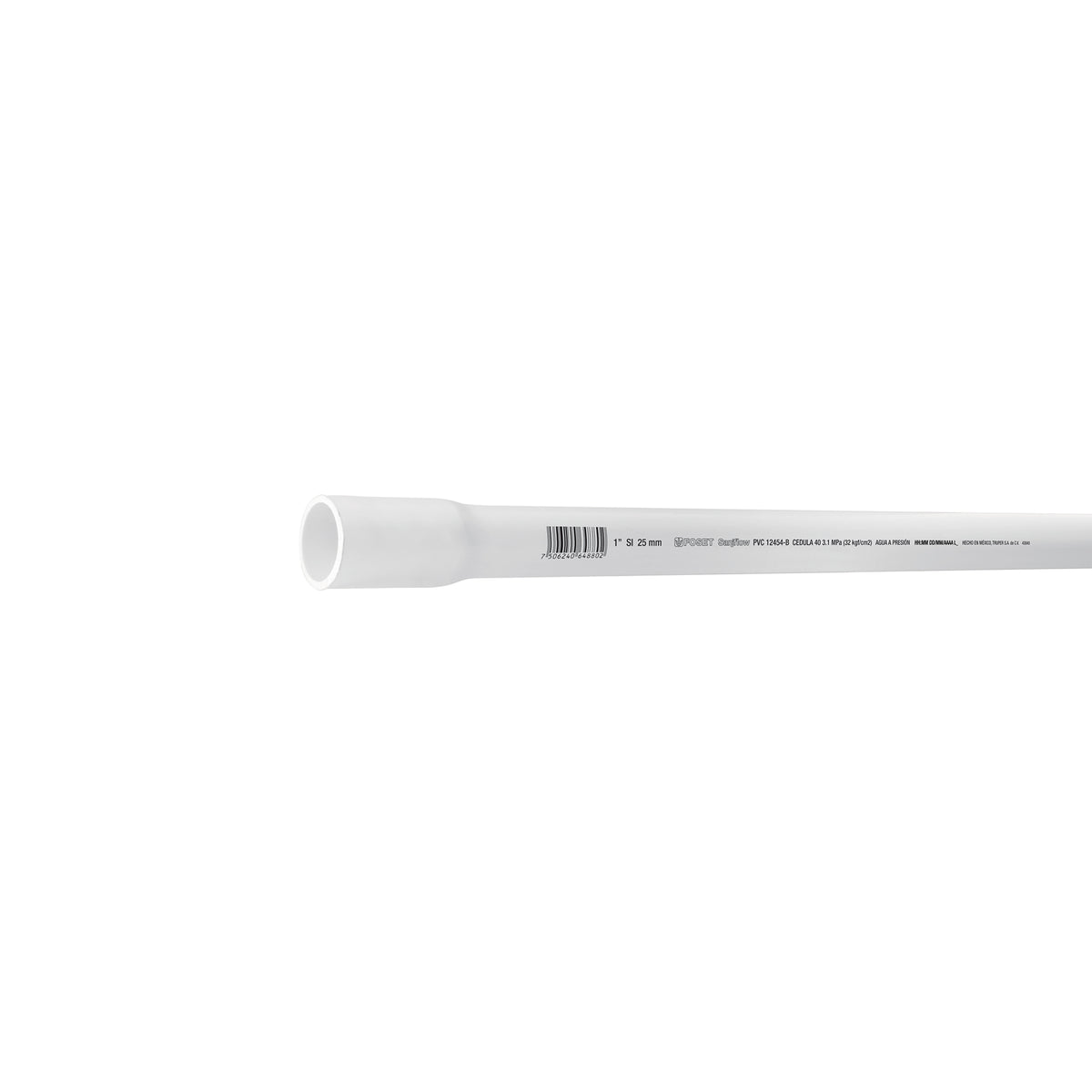 Tubo de 1' PVC hidráulico cédula 40, 3m, 1.4kg, FOSET