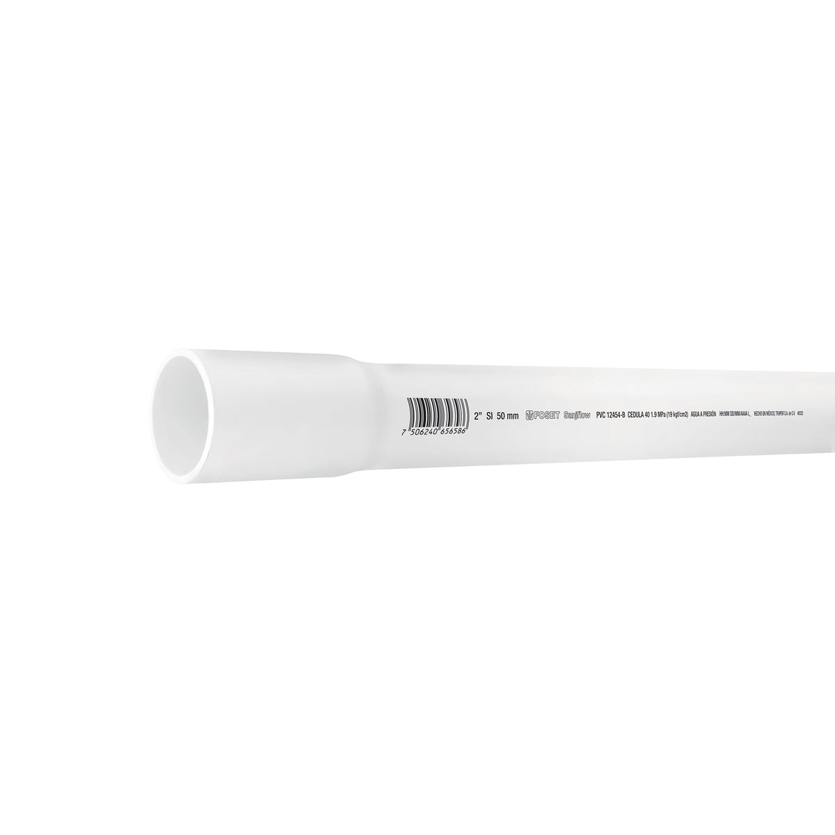 Tubo de 2' PVC hidráulico cédula 40, 3m, 3.1kg, FOSET