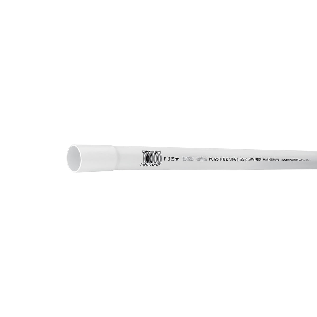 Tubo de 1' PVC hidráulico RD 26, 3m, 0.6kg, FOSET