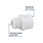 Adaptador macho de PVC de 1/2', FOSET