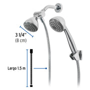 Regadera doble fija y teléfono 3-1/4', ABS, cromo, AERO