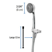 Regadera de teléfono 3-1/4, ABS, con soporte, cromo, AERO
