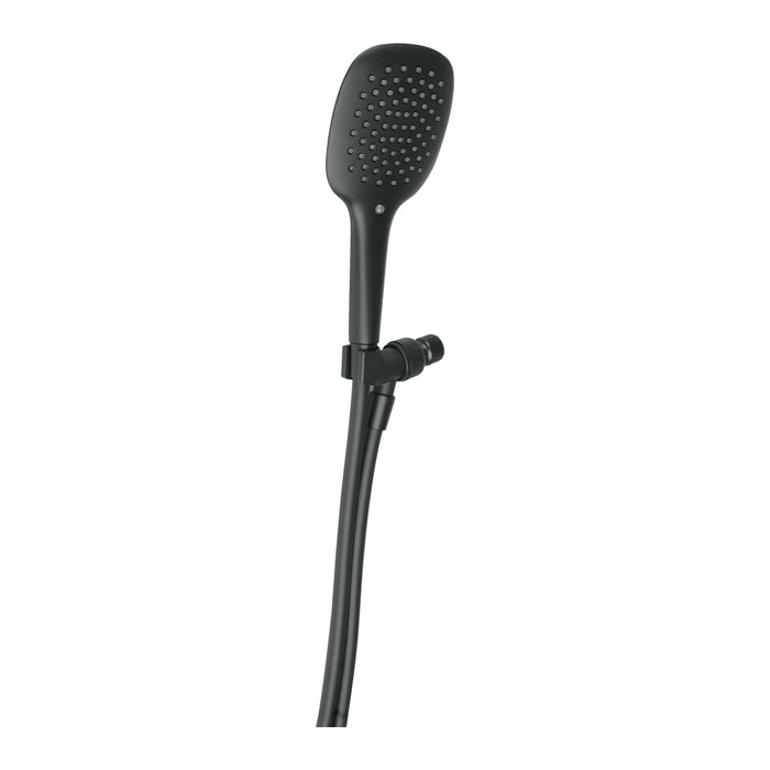 Regadera de teléfono con soporte, negro, FOSET RIVIERA