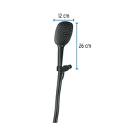 Regadera de teléfono con soporte, negro, FOSET RIVIERA