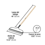 Rastrillo jardinero, 14 dientes, PRETUL