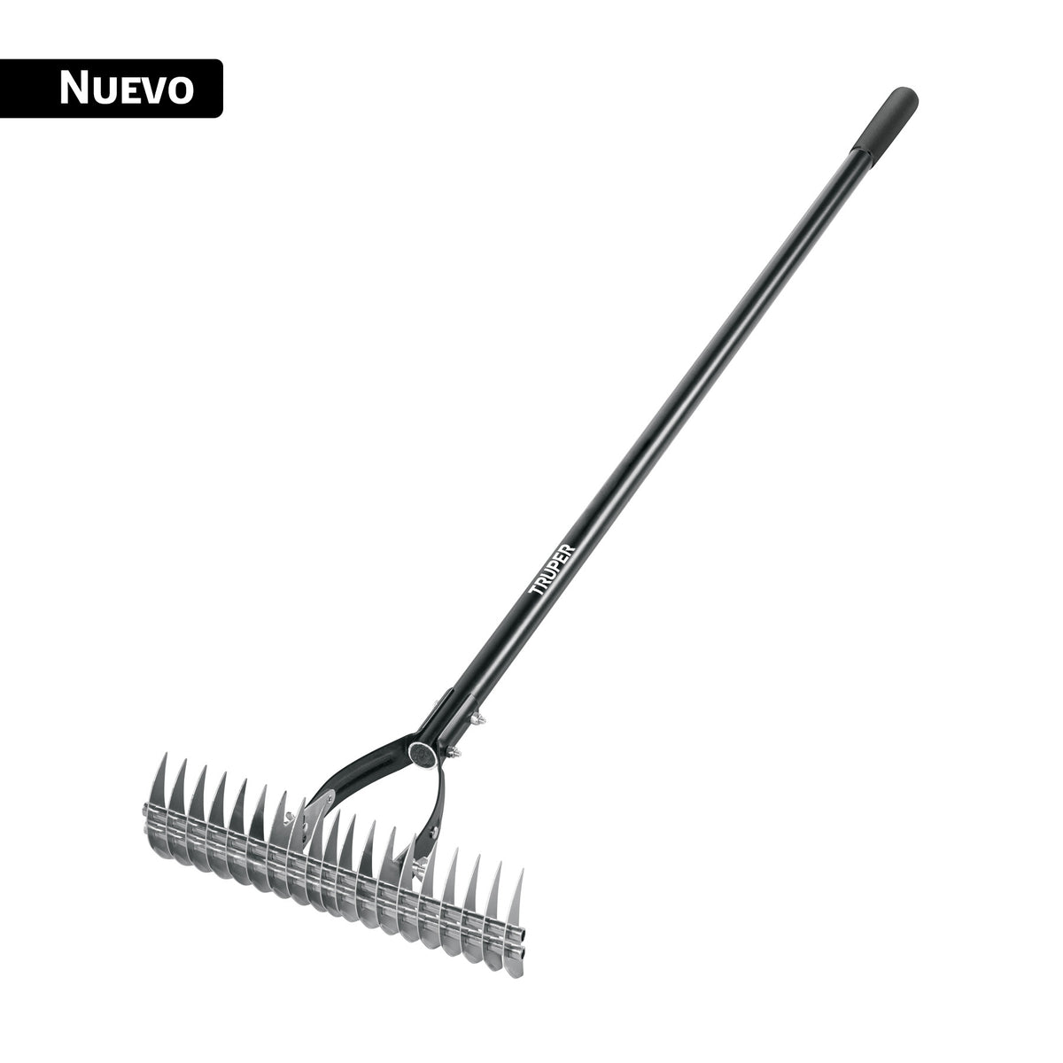 Rastrillo aireador de 19 dientes, mango 54', fibra vidrio