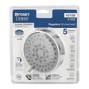 Regadera cromo 4'con 5 funciones, sin brazo, FOSET ELEMENT