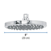 Regadera cromo 8' plato redondo, sin brazo, FOSET ELEMENT