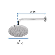 Regadera cromo 8' plato redondo, con brazo, FOSET ELEMENT