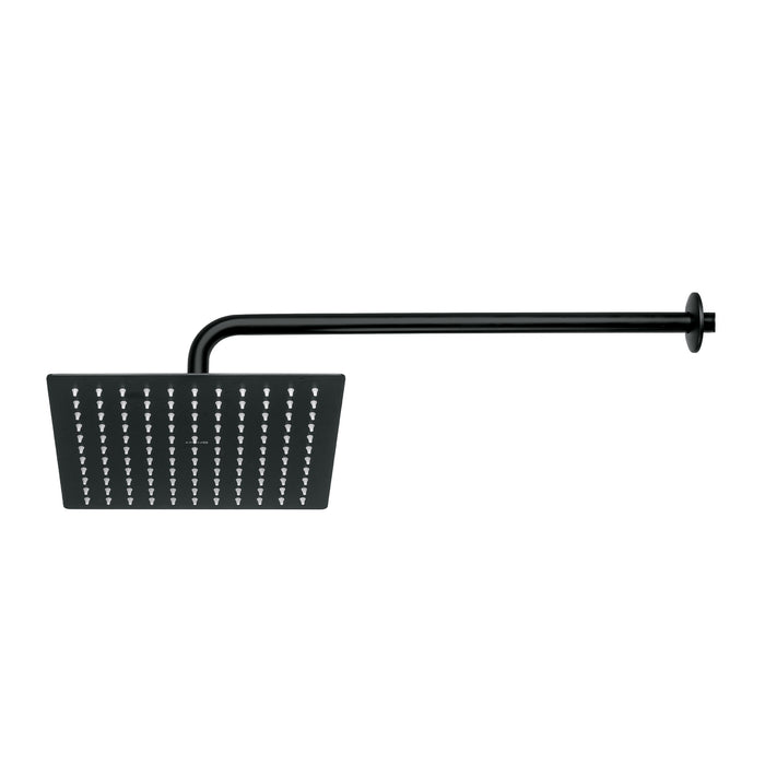 Regadera plato cuadrado 10' con brazo, negro, FOSET RIVIERA