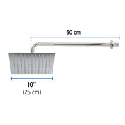 Regadera plato cuadrado 10' con brazo, cromo, FOSET RIVIERA