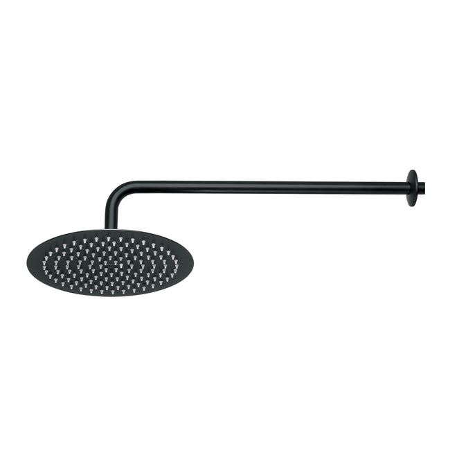 Regadera plato redondo 10' con brazo, negro, FOSET RIVIERA