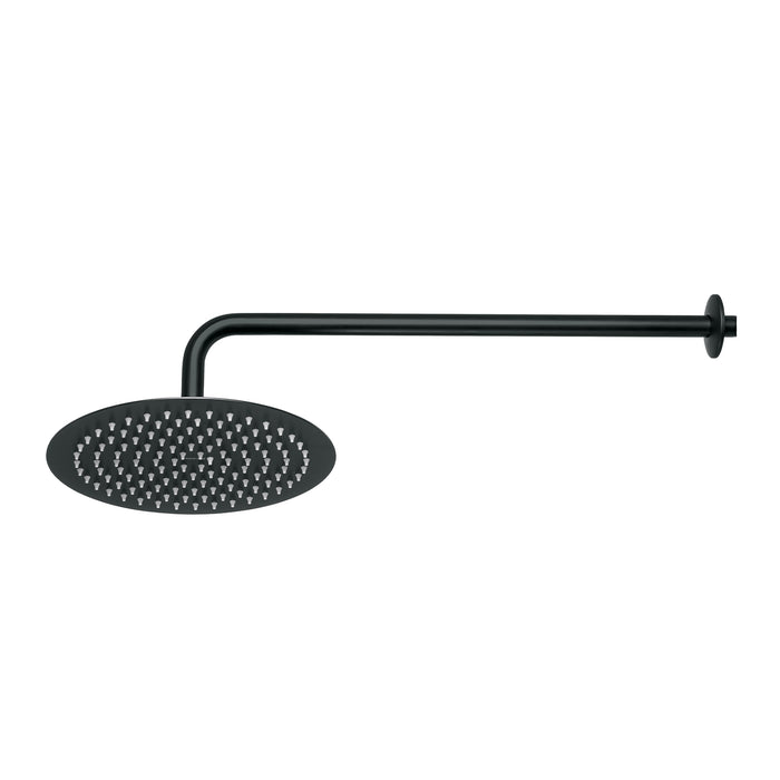 Regadera plato redondo 10' con brazo, negro, FOSET RIVIERA