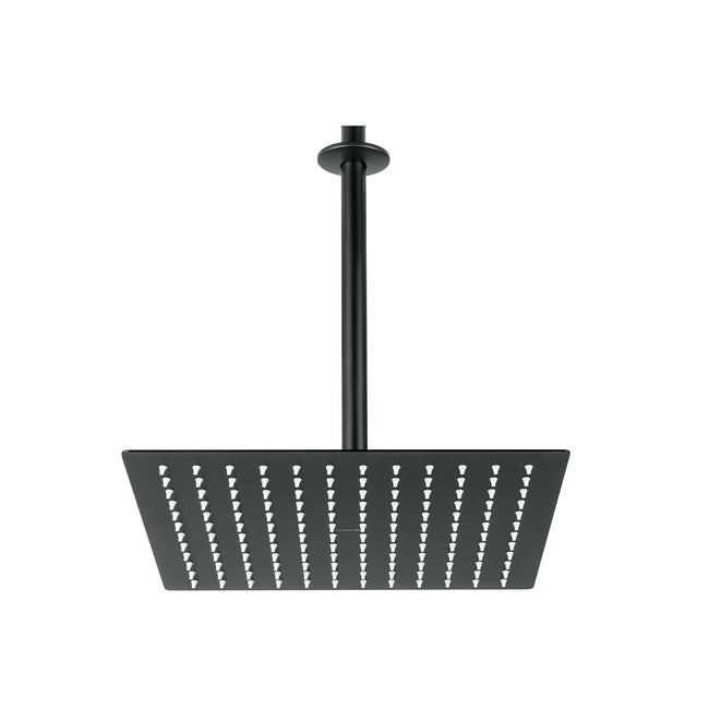 Regadera plato cuadrado 12' con brazo, negro, FOSET RIVIERA