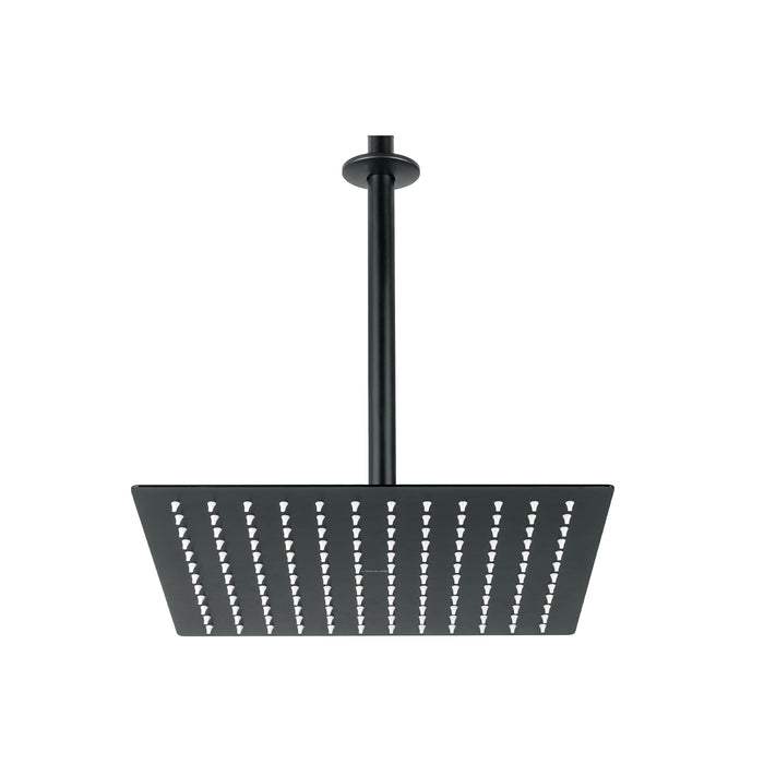 Regadera plato cuadrado 12' con brazo, negro, FOSET RIVIERA