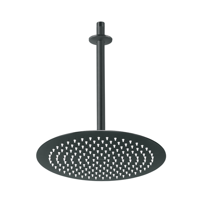 Regadera plato redondo 12' con brazo, negro, FOSET RIVIERA