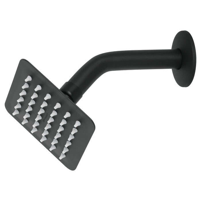 Regadera cuadrada 4', acero inox, con brazo, negro, TÚBIG