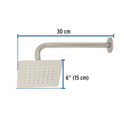 Regadera cuadrada 6', acero inox, con brazo, satín, TÚBIG
