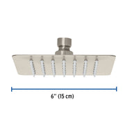Regadera cuadrada 6', acero inox, sin brazo, satín, TÚBIG