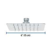 Regadera cuadrada 6', acero inox, sin brazo, cromo, TÚBIG