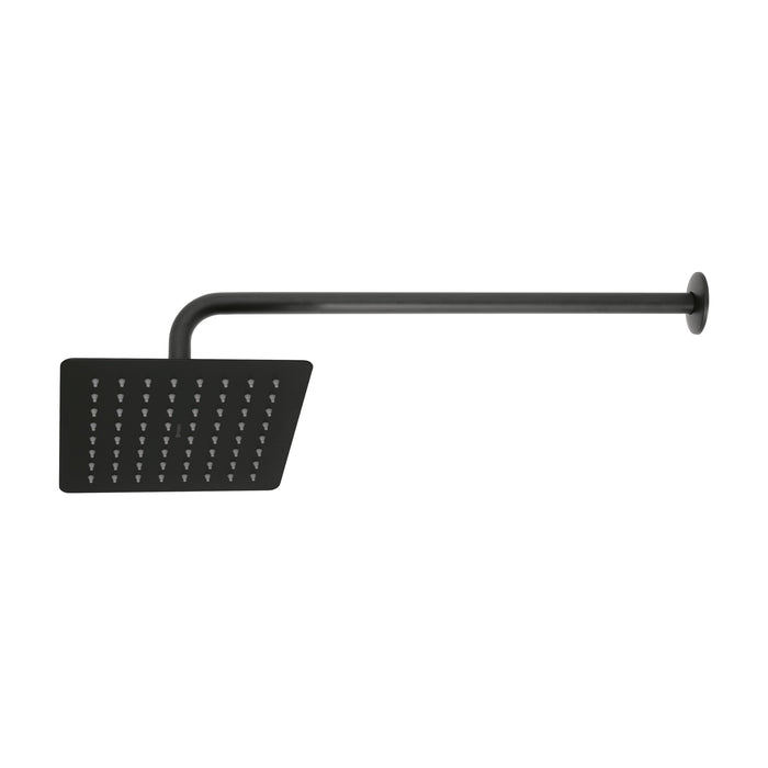 Regadera cuadrada 8', acero inox, con brazo, negro, TÚBIG