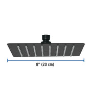 Regadera cuadrada 8', acero inox, sin brazo, negro, TÚBIG