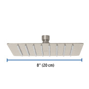 Regadera cuadrada 8', acero inox, sin brazo, satín, TÚBIG