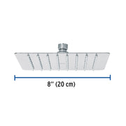 Regadera cuadrada 8', acero inox, sin brazo, cromo, TÚBIG