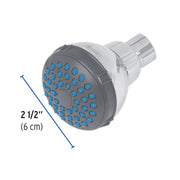 Regadera redonda de ABS 2-1/2' gris-cromo sin brazo, BASIC