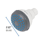 Regadera redonda de ABS 2-1/2' gris-blanca sin brazo, BASIC