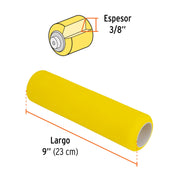 Felpa para rodillo 9 x 3/8' de esponja, superficies lisas