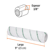 Felpa para rodillo 9x3/8' microfibra, superficie poco rugosa