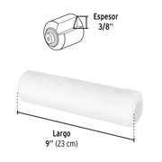 Felpa para rodillo 9 x 3/8' superficies lisas, PRETUL