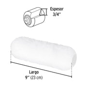 Felpa para rodillo 9 x 3/4' superficies rugosas, PRETUL