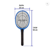 Raqueta mata moscas y mosquitos, recargable, VOLTECK