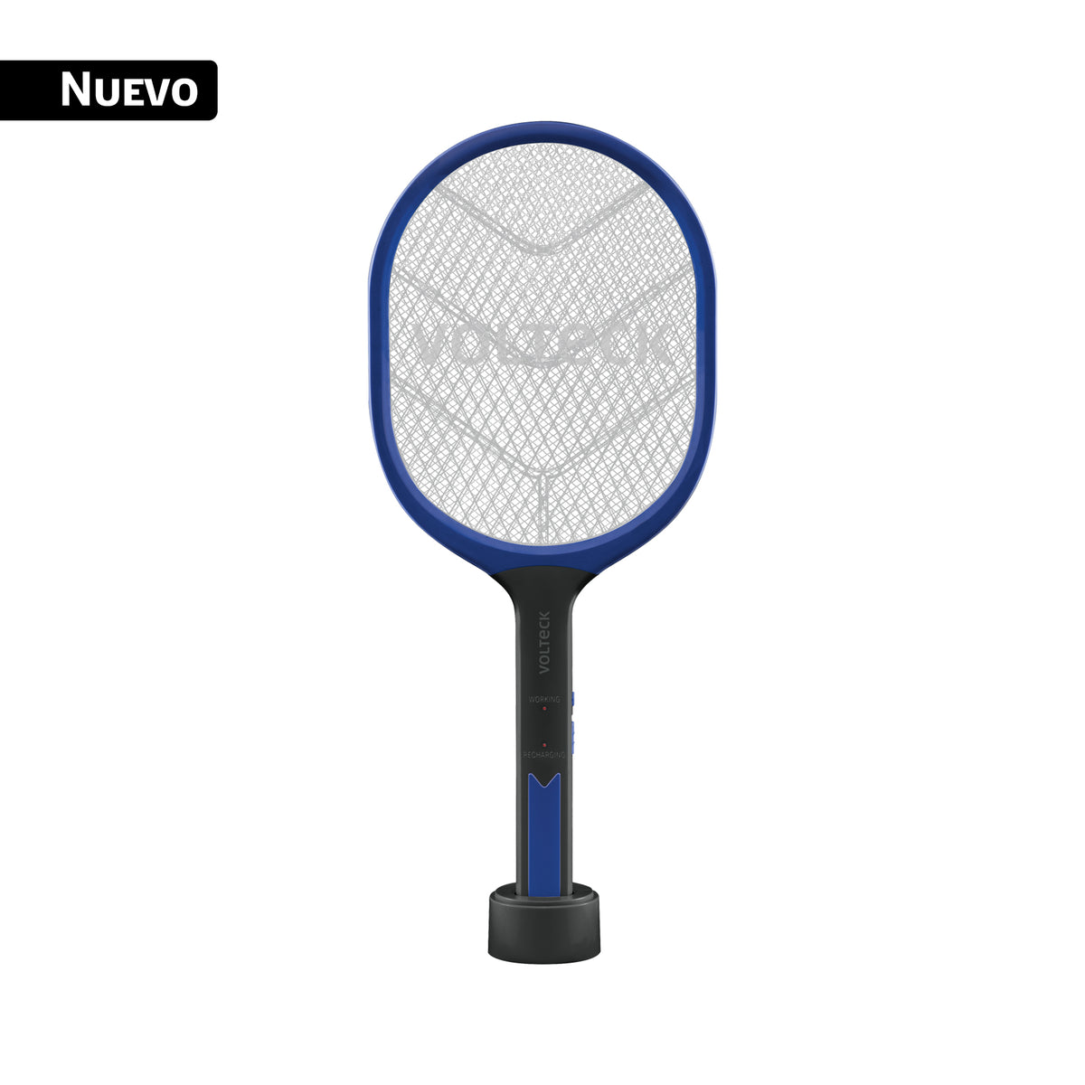 Raqueta mata moscas y mosquitos con base, recargable VOLTECK